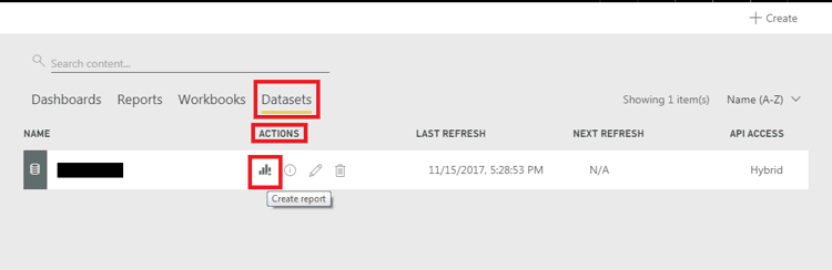 Power BI Create Report